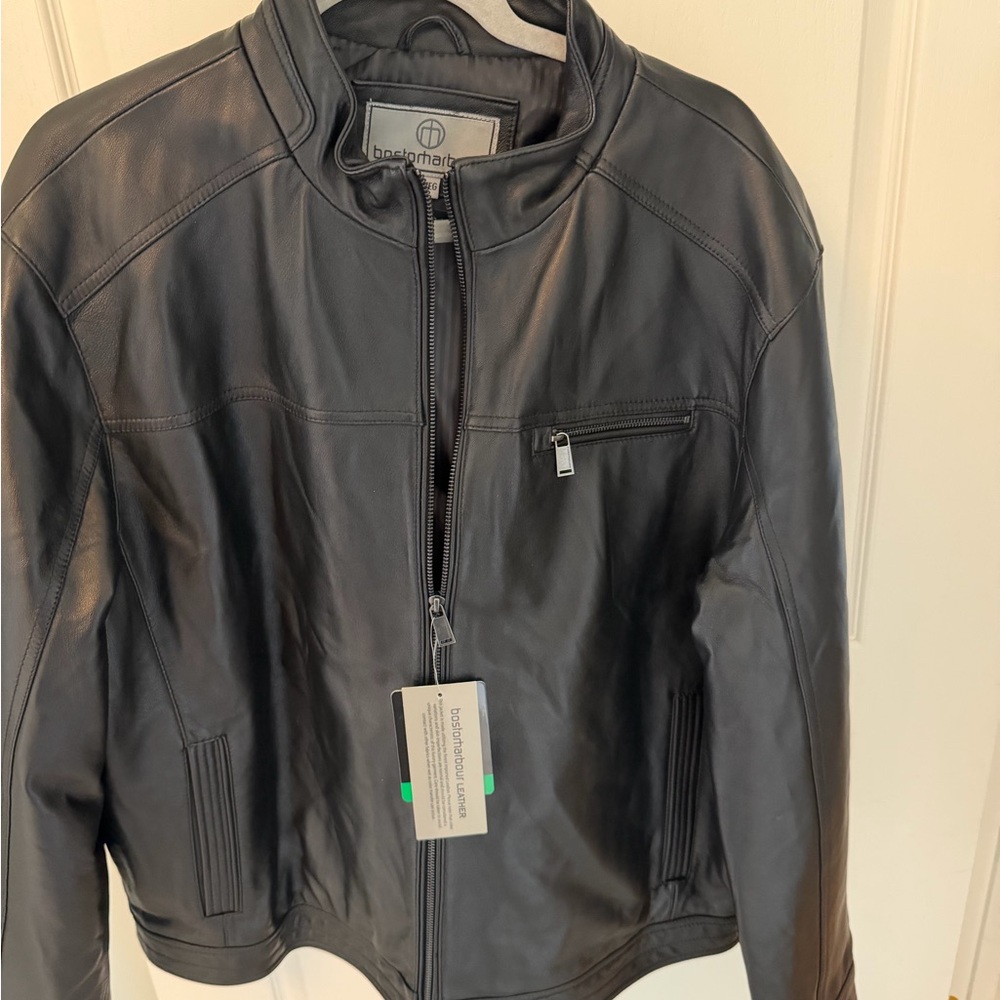 Leather Back Jacket with Zip Pockets